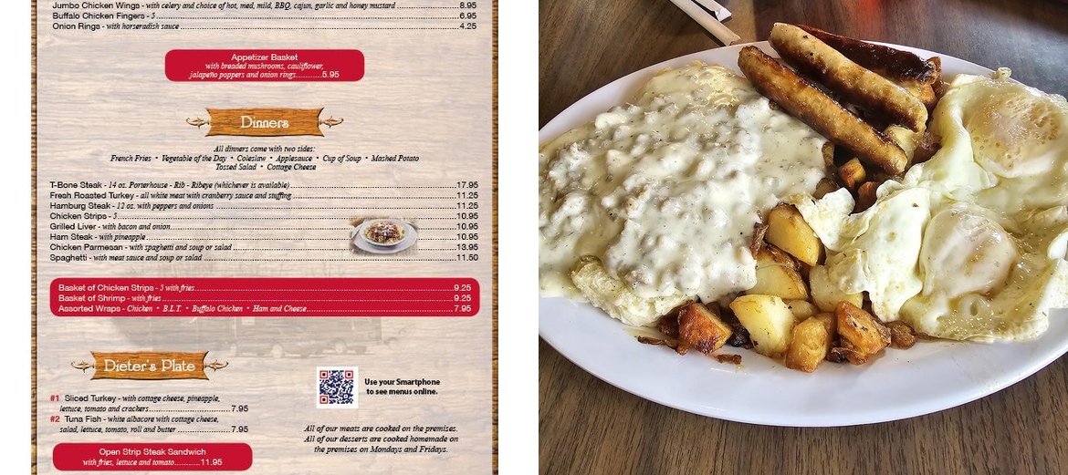Pleasant Corner Restaurant Menu